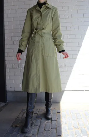 1970s Belted Moss Trench Coat - XS