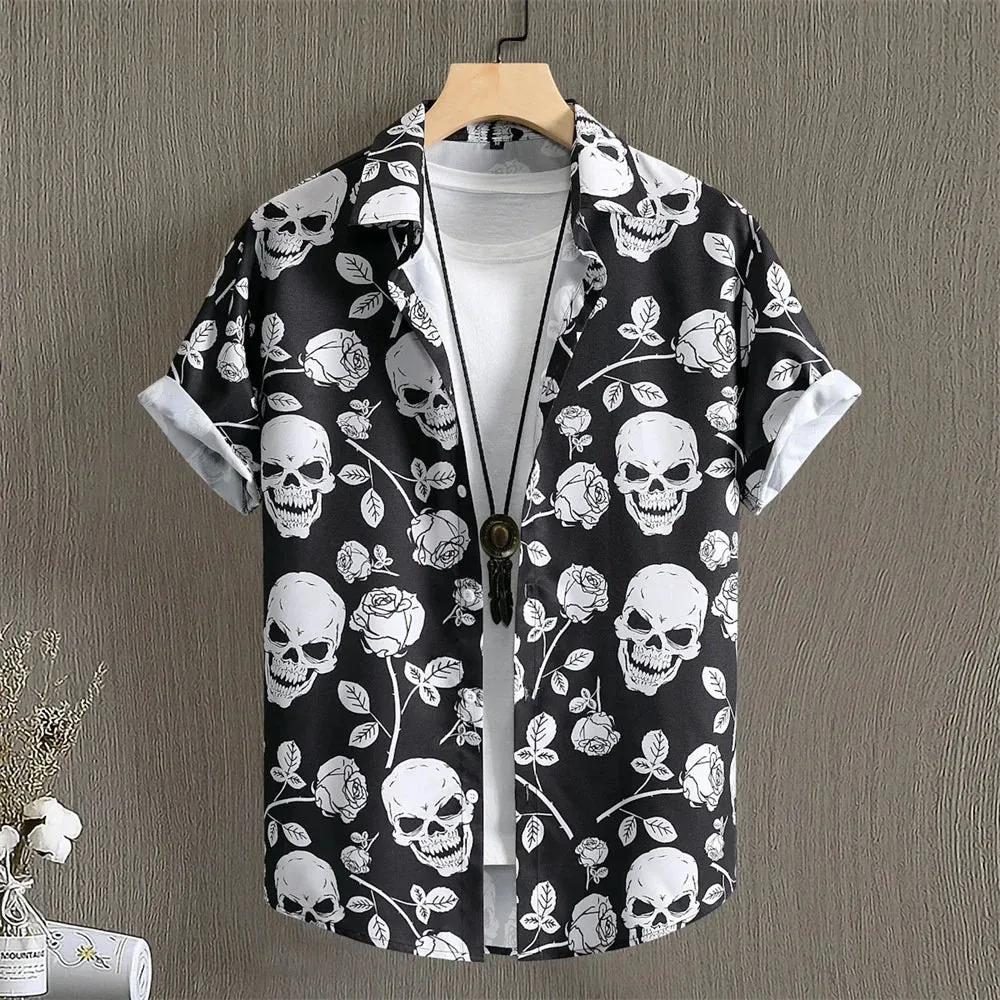 3D Printed Geometry Men's Shirts Loose Casual Fashion Button Short Sleeve Lapel Hawaiian Blouse Shirts for Men Summer Clothing