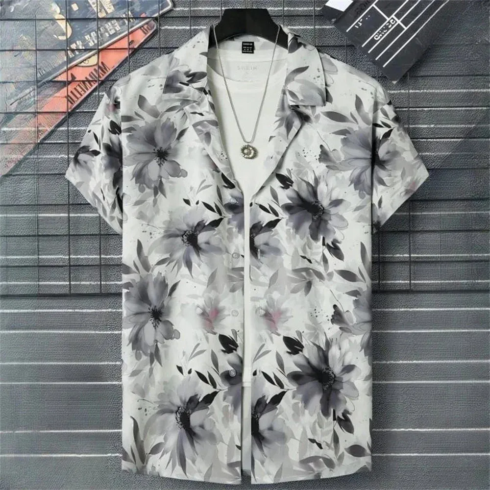 3D Printed Geometry Men's Shirts Loose Casual Fashion Button Short Sleeve Lapel Hawaiian Blouse Shirts for Men Summer Clothing