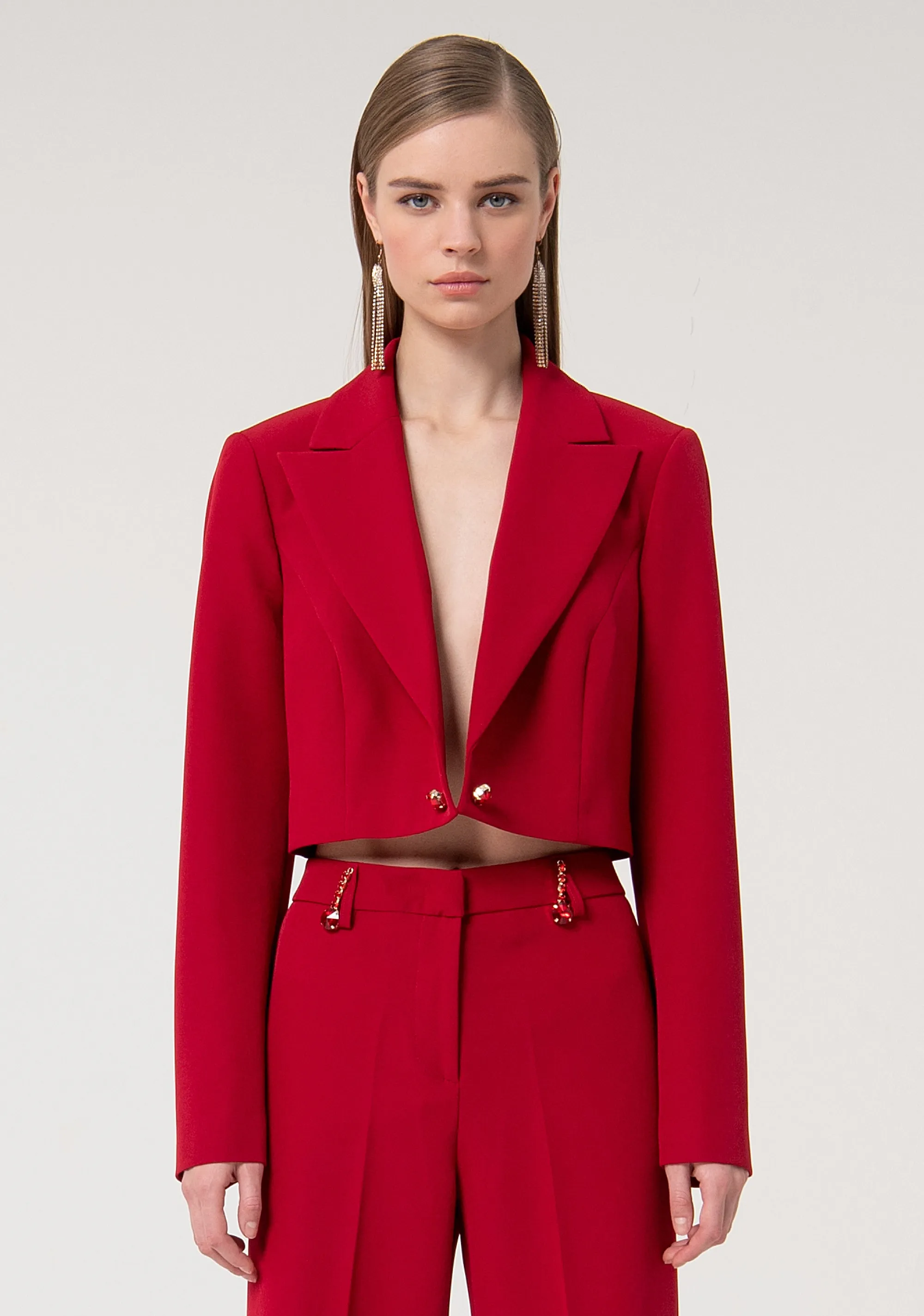 Blazer jacket cropped single breasted