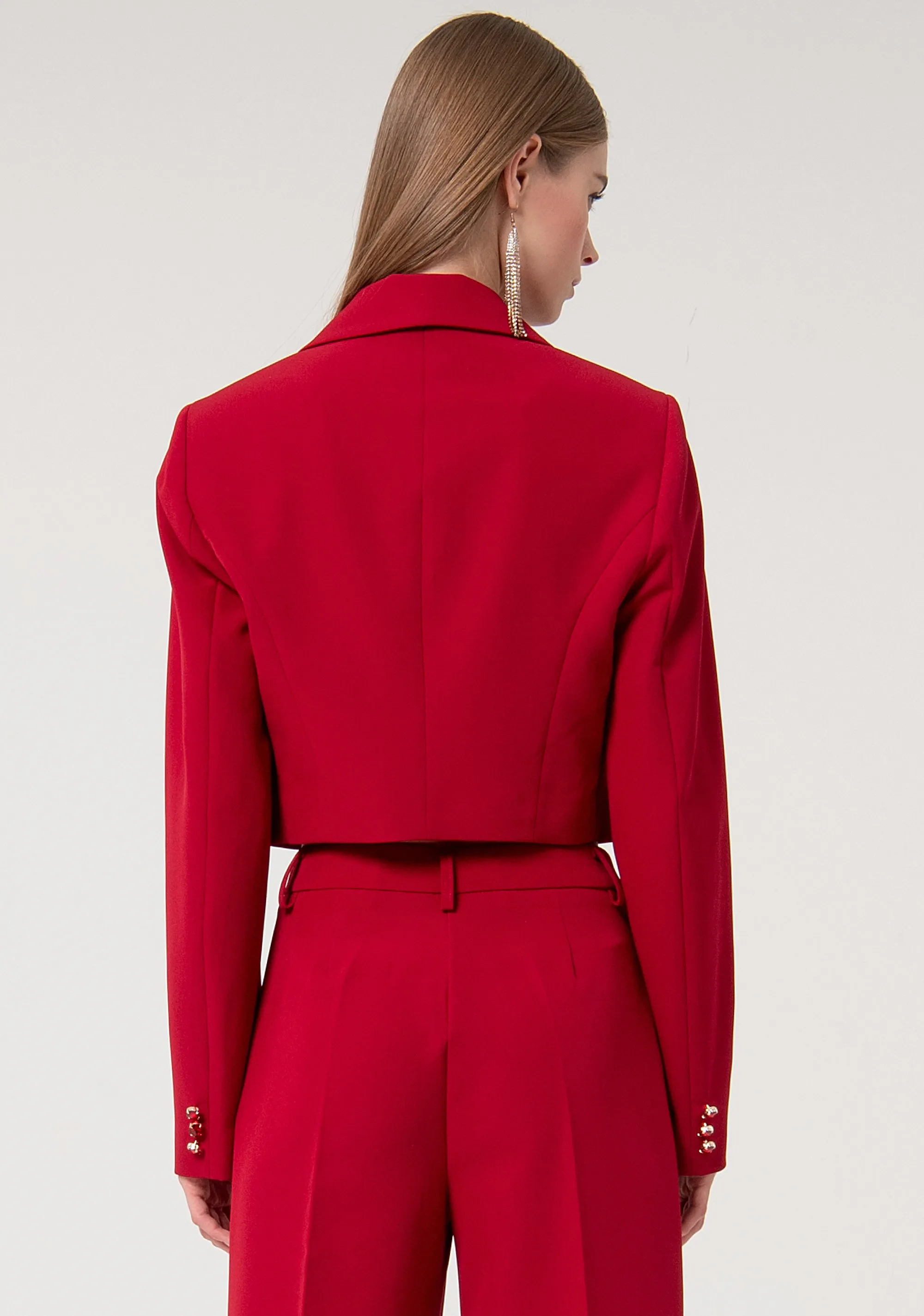 Blazer jacket cropped single breasted