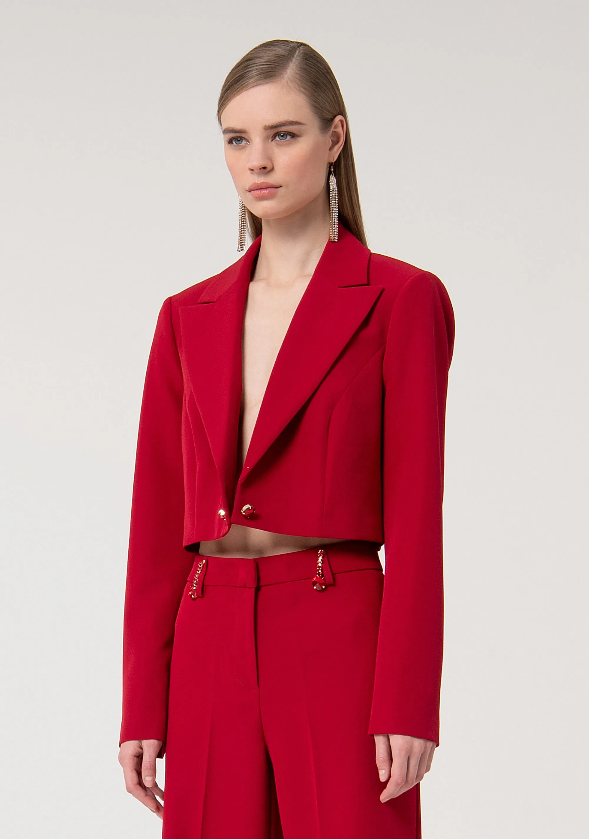 Blazer jacket cropped single breasted
