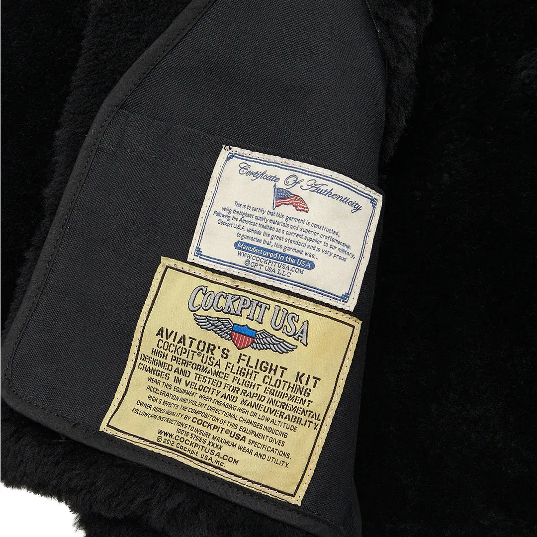 Cockpit USA Men's R.A.F Sheepskin Bomber Jacket in Black SIZE 44 - Final Sale Ships Same Day