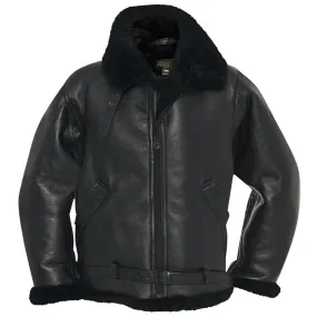 Cockpit USA Men's R.A.F Sheepskin Bomber Jacket in Black SIZE 44 - Final Sale Ships Same Day