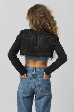 Cropped denim jacket black