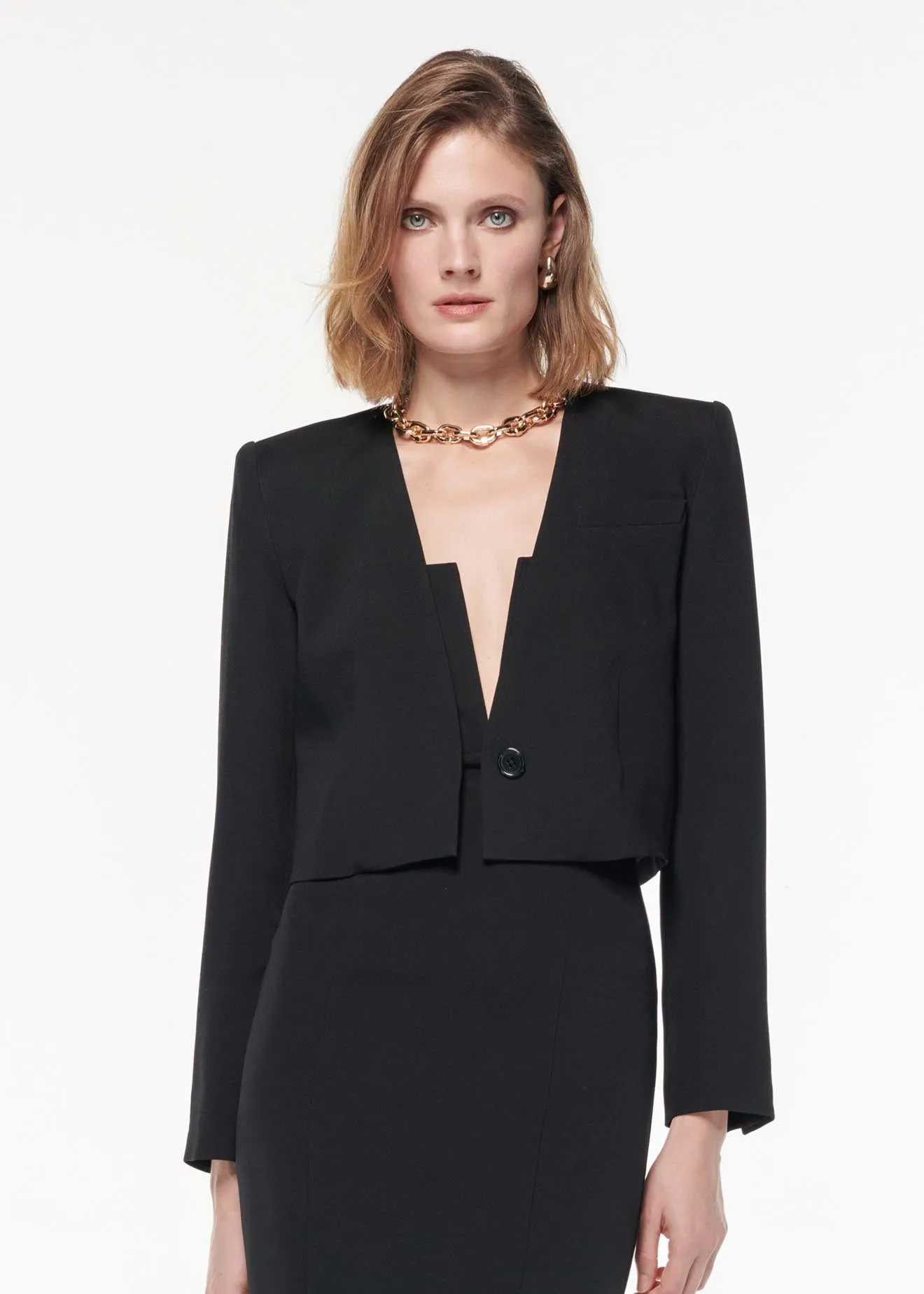 Cropped Wool Silk Jacket