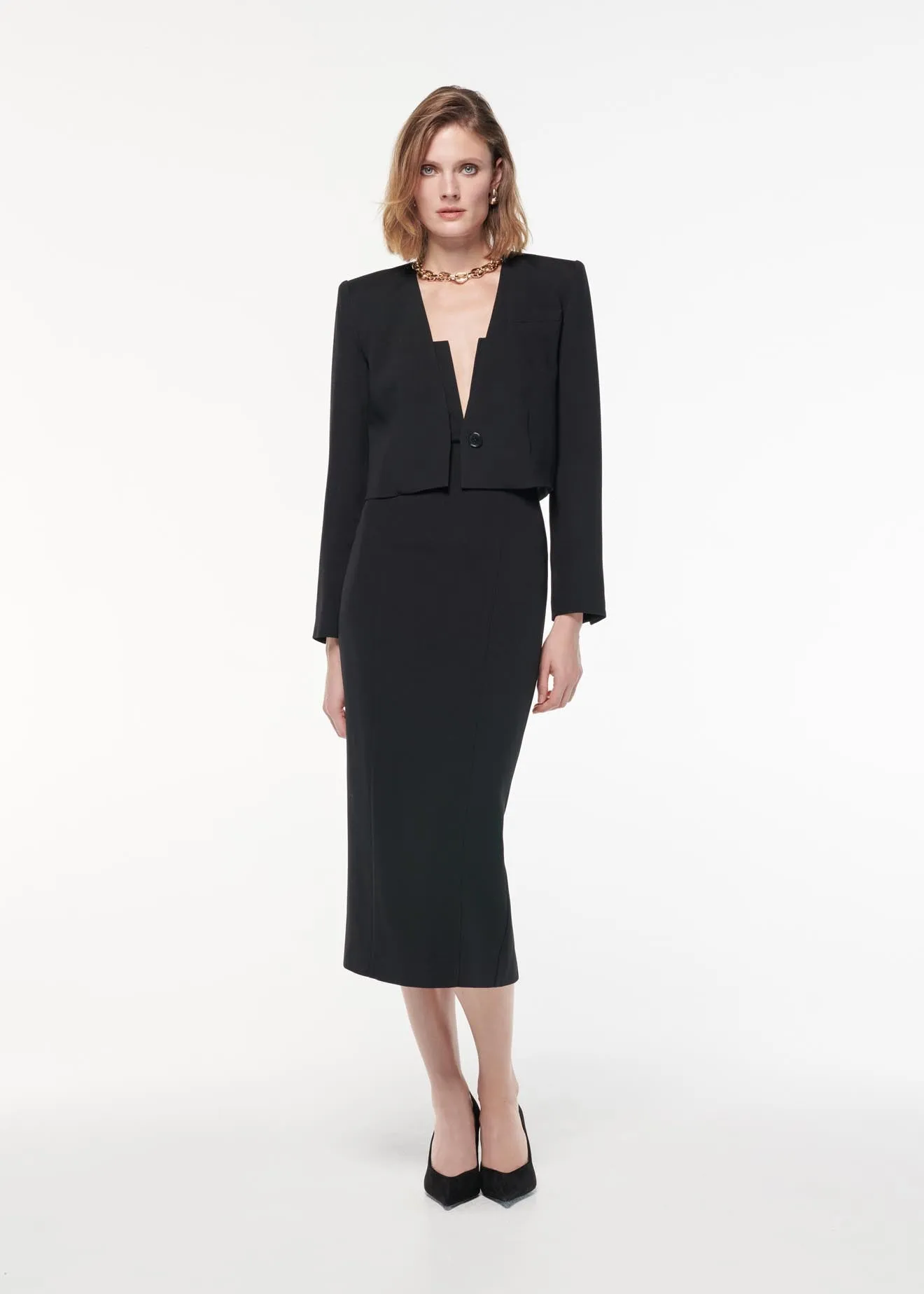 Cropped Wool Silk Jacket
