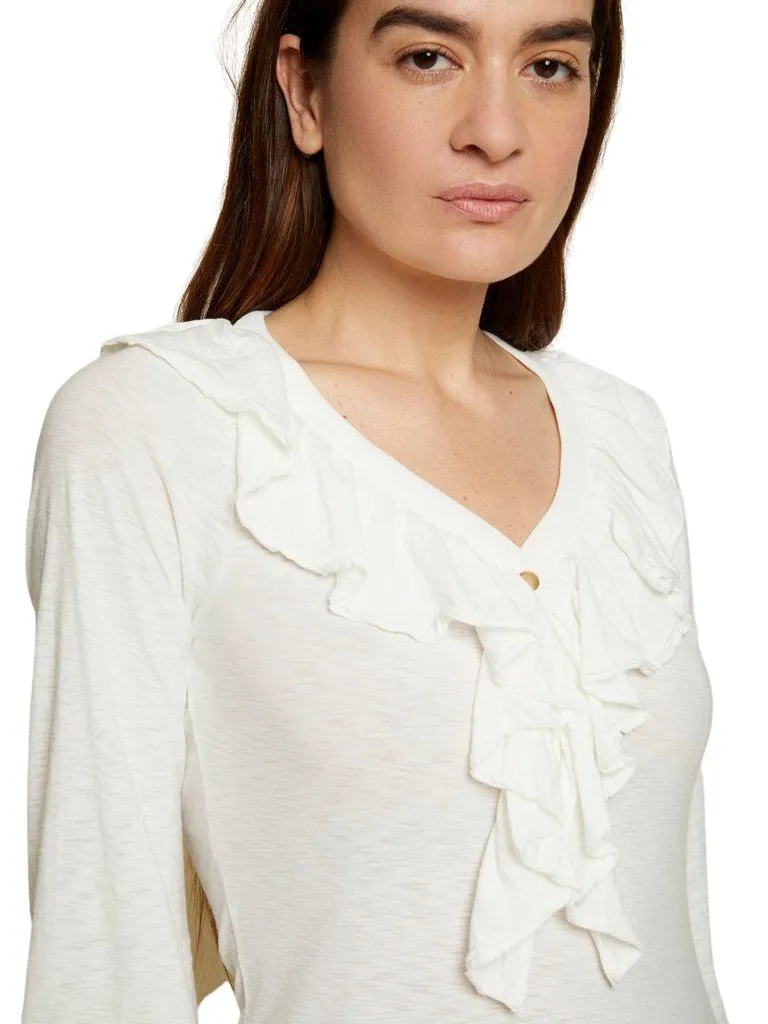 Nation Lalita Ruffled Henley Blouse- Off White