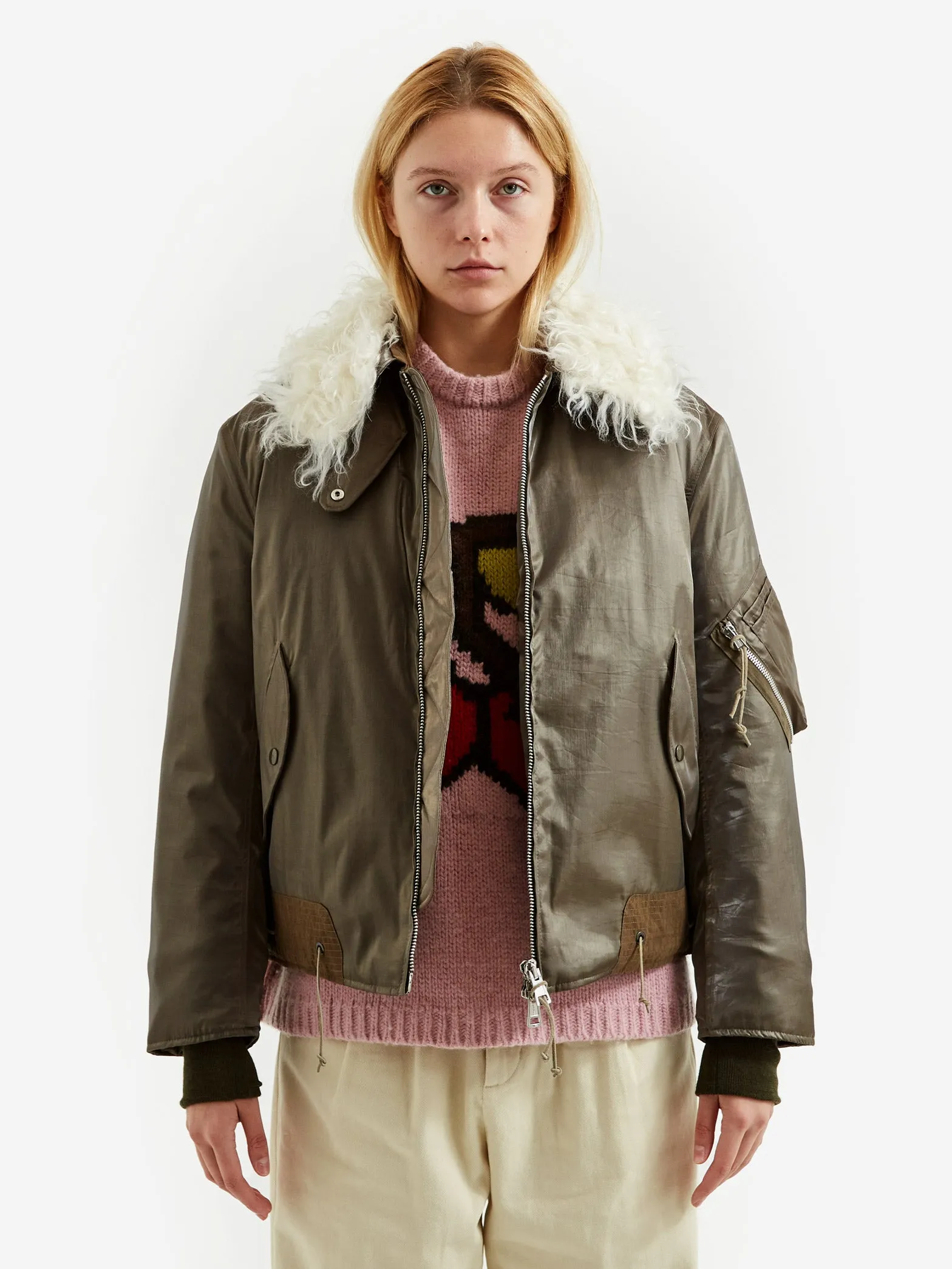 Our Legacy Glyptodon Bomber W - Army Green Shimmer Tech