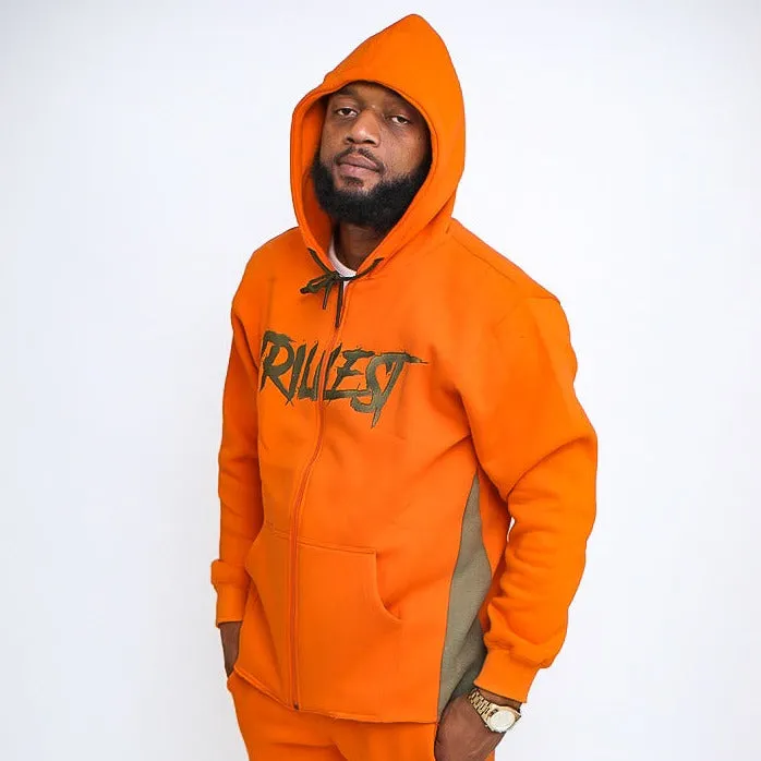 Trillest Zip Up Hoodie - Orange\Green
