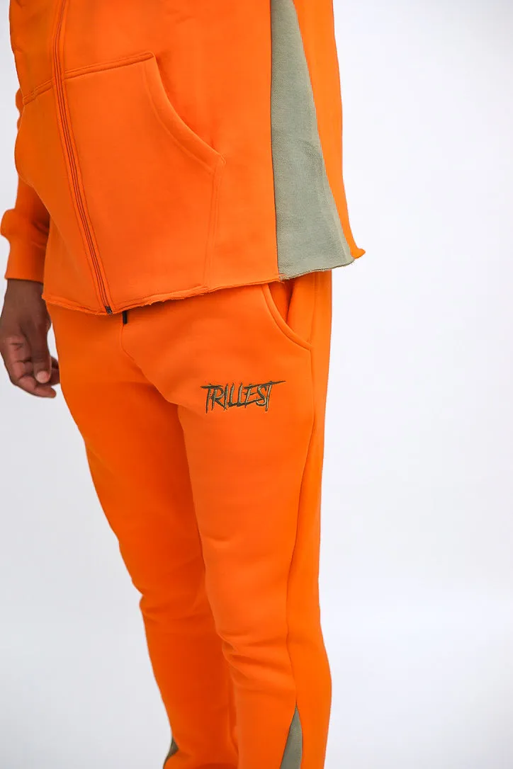 Trillest Zip Up Hoodie - Orange\Green