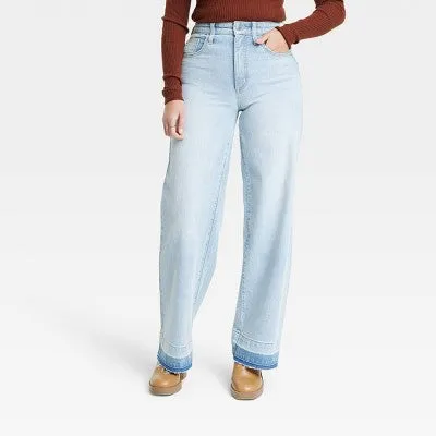 Universal Thread Women's High Waisted Wide Leg Cropped High-Rise Jeans, Light Wash