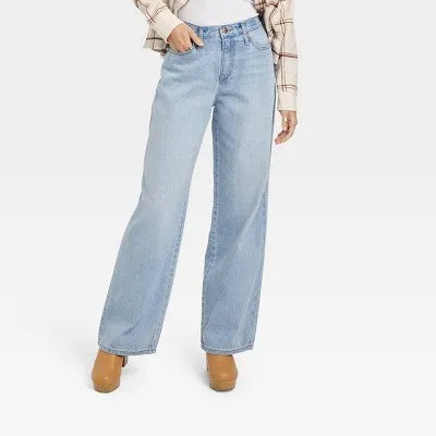 Universal Thread Women's High Waisted Wide Leg Cropped High-Rise Jeans, Light Wash