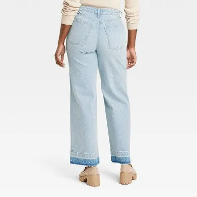 Universal Thread Women's High Waisted Wide Leg Cropped High-Rise Jeans, Light Wash